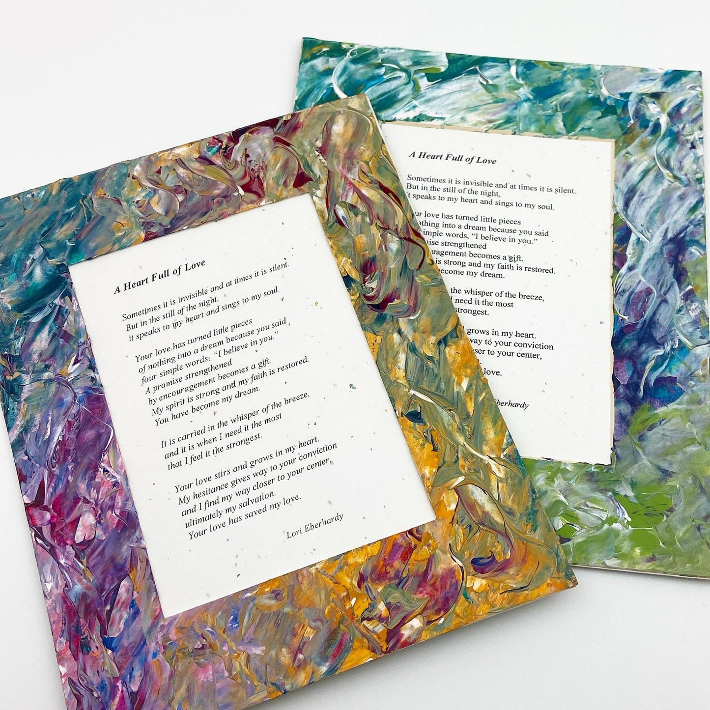 Original Poem Art Print - "A Heart Full of Love" - Hand-Painted Matte