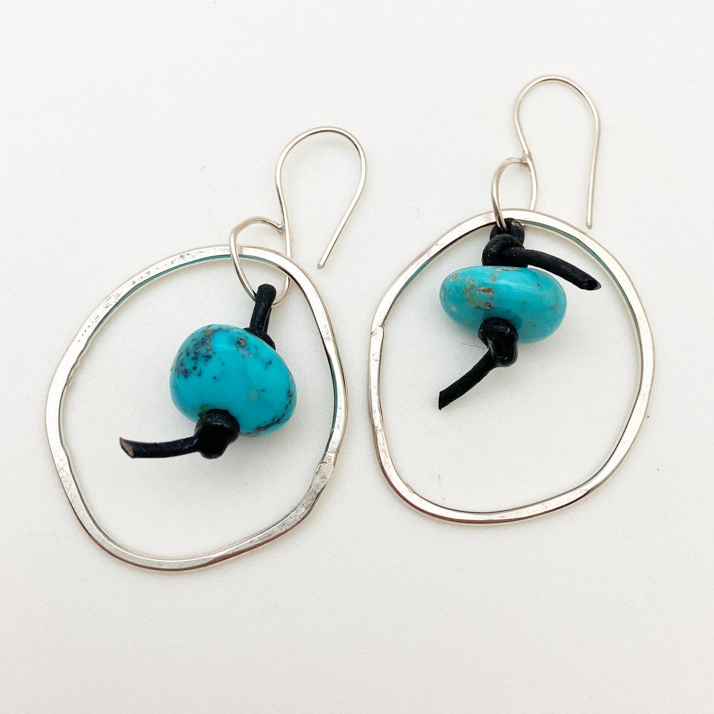 Earrings - Hoops with Corded Turquoise - Sterling Originals