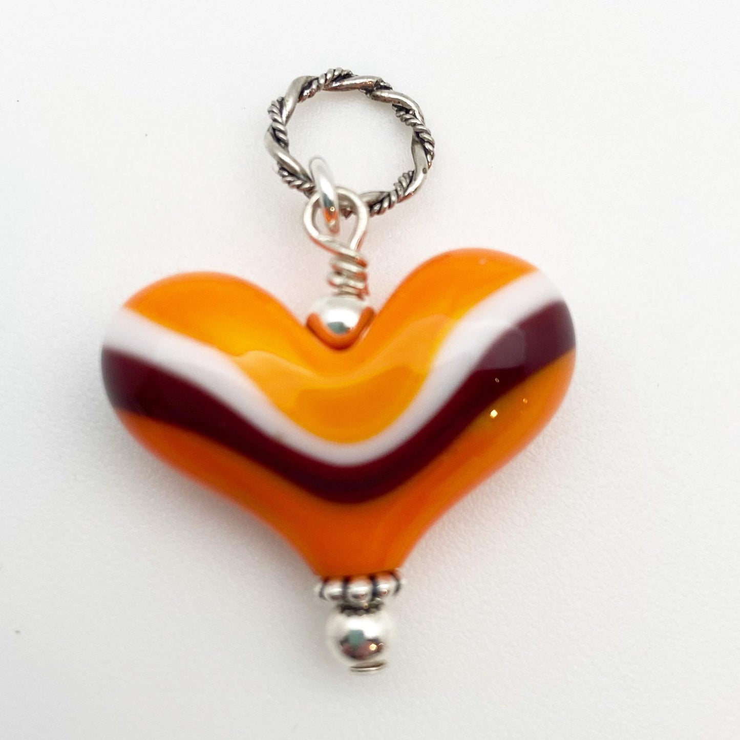 Pendant - Glass "Chiefs Stripe" Color Heart - Small