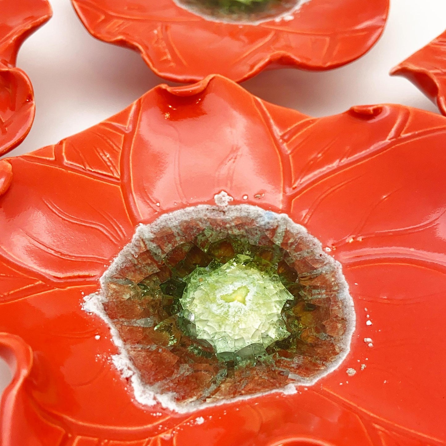 Ceramic Wall Art - "Baby Zinnia" - Red