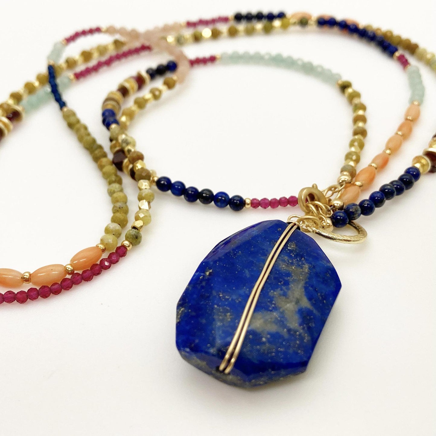 Necklace - "Calypso" - Garnet & Peach Moonstone