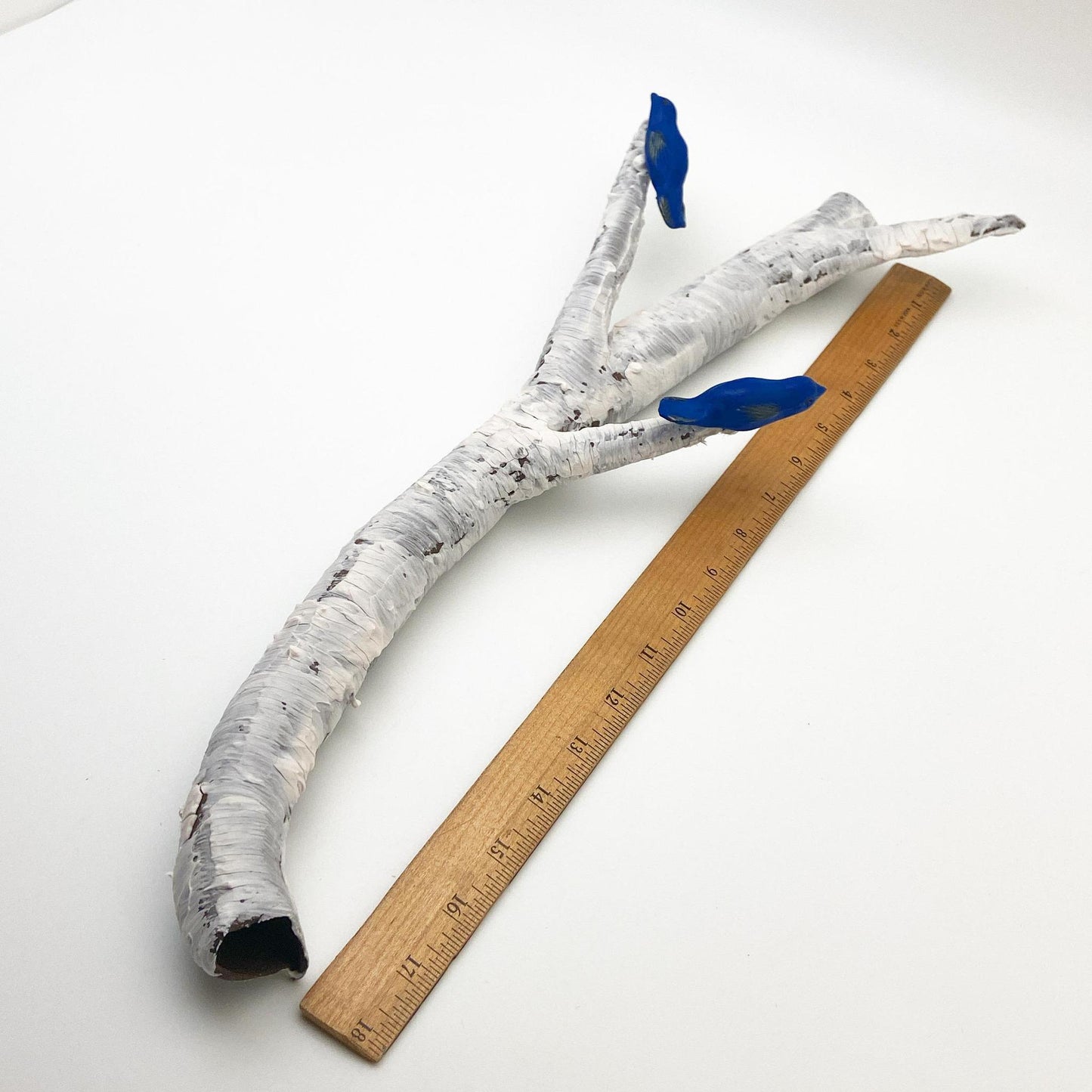 Sculpture - Aspen Branch with Two Cobalt Birds - Ceramic