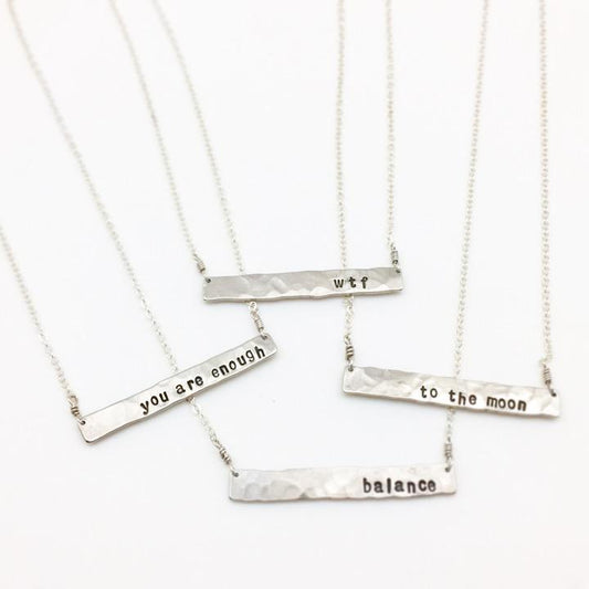 Custom Necklace: "It's A Thin Line" in Sterling - Handmade