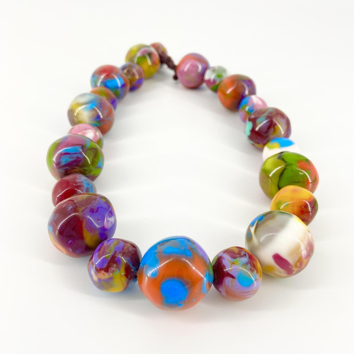 Necklace - Handknotted "Spheres" Resin Original - Handmade