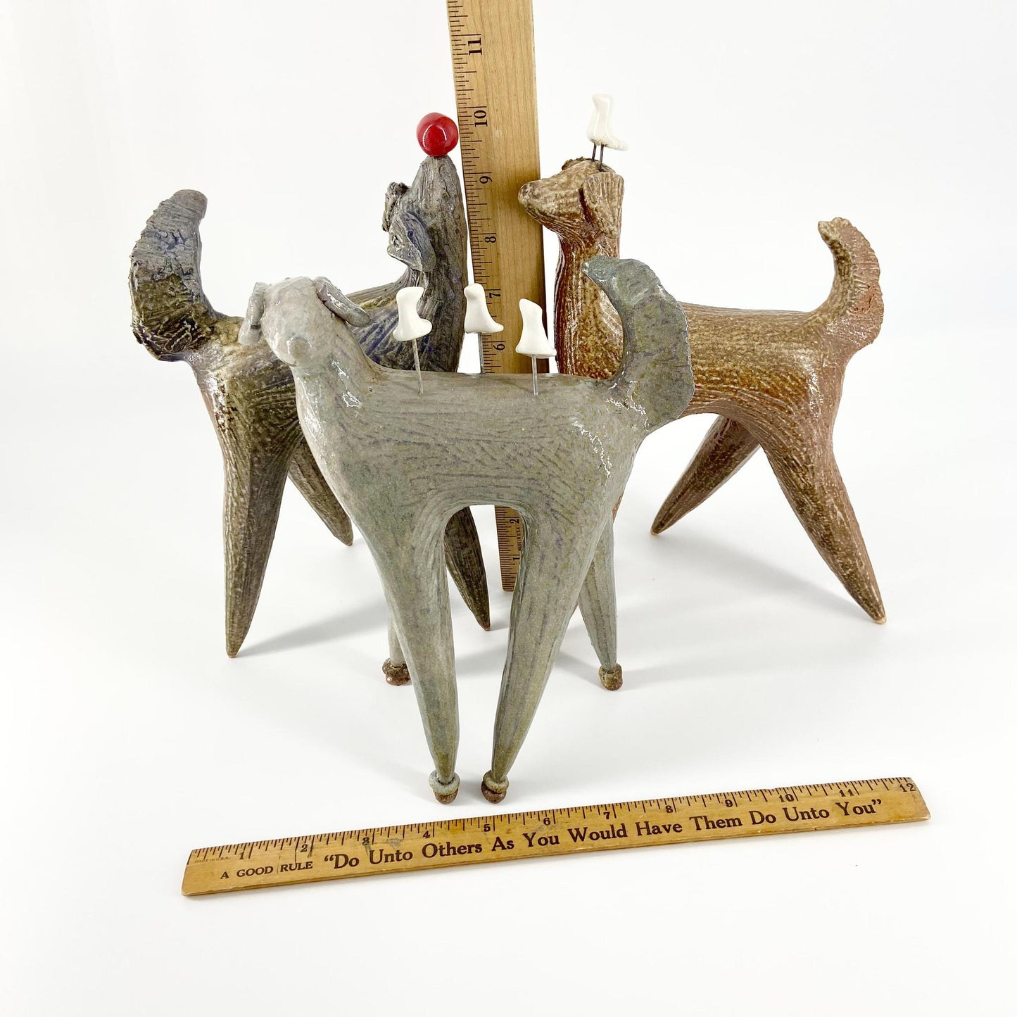 Sculpture - Dog with Three Birds on Back - Ceramic