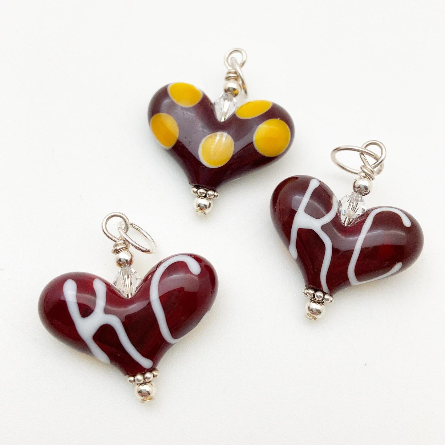 Pendant - Two-Sided "KC Chiefs" Heart - Handmade Glass