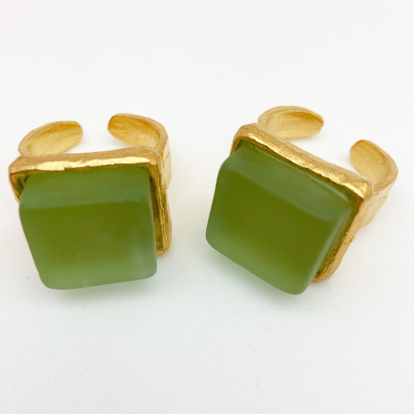 Ring - Reclaimed Monochrome Fused Glass - 14kt Gold Plated - "Antique Clear"