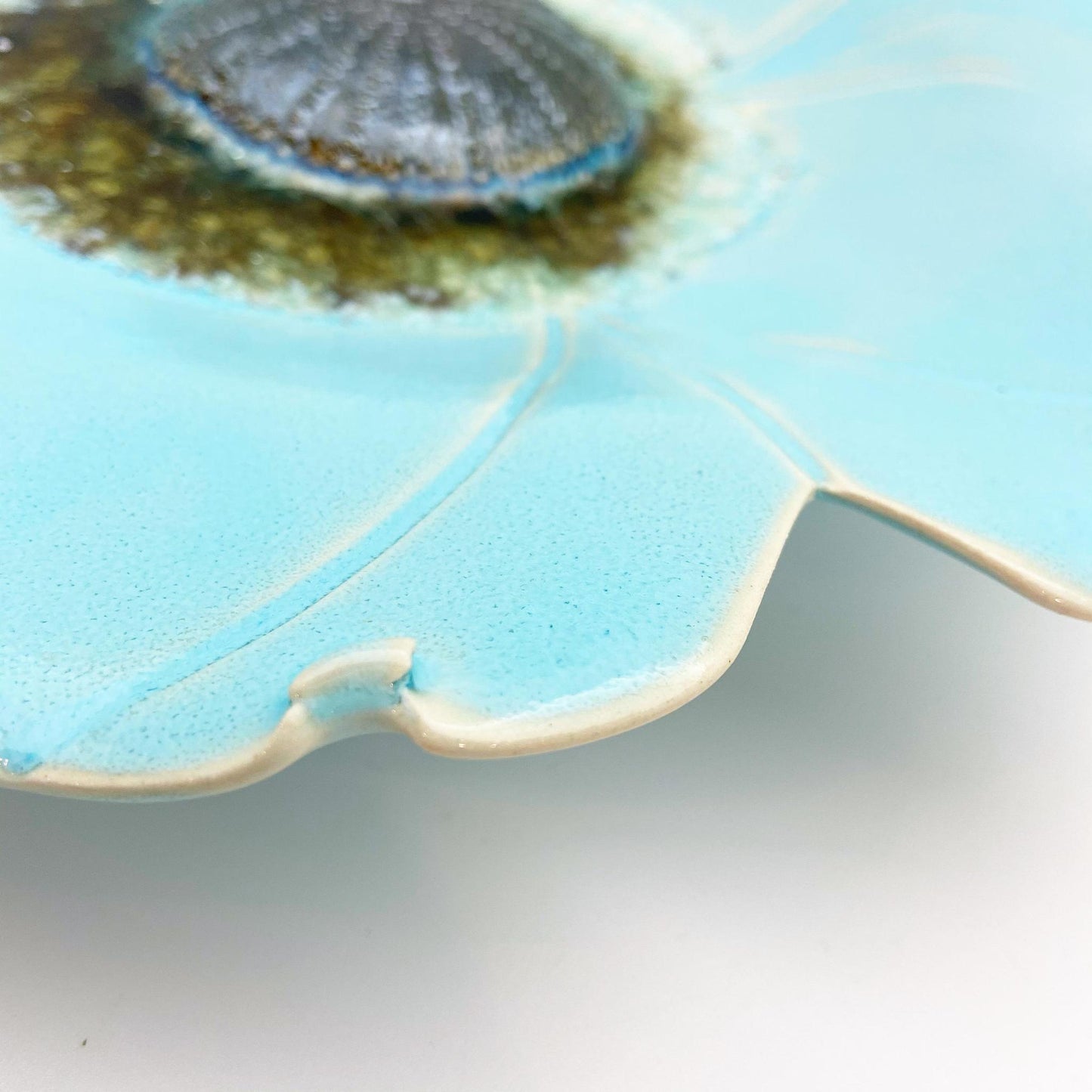 Ceramic Wall Art - Atlantis Aqua Flower - Medium