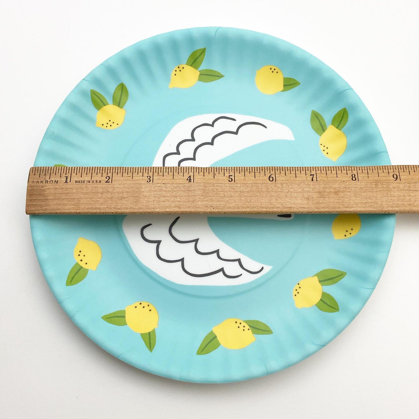 Plate - Melamine "Paper Plate" - Bird on Turquoise