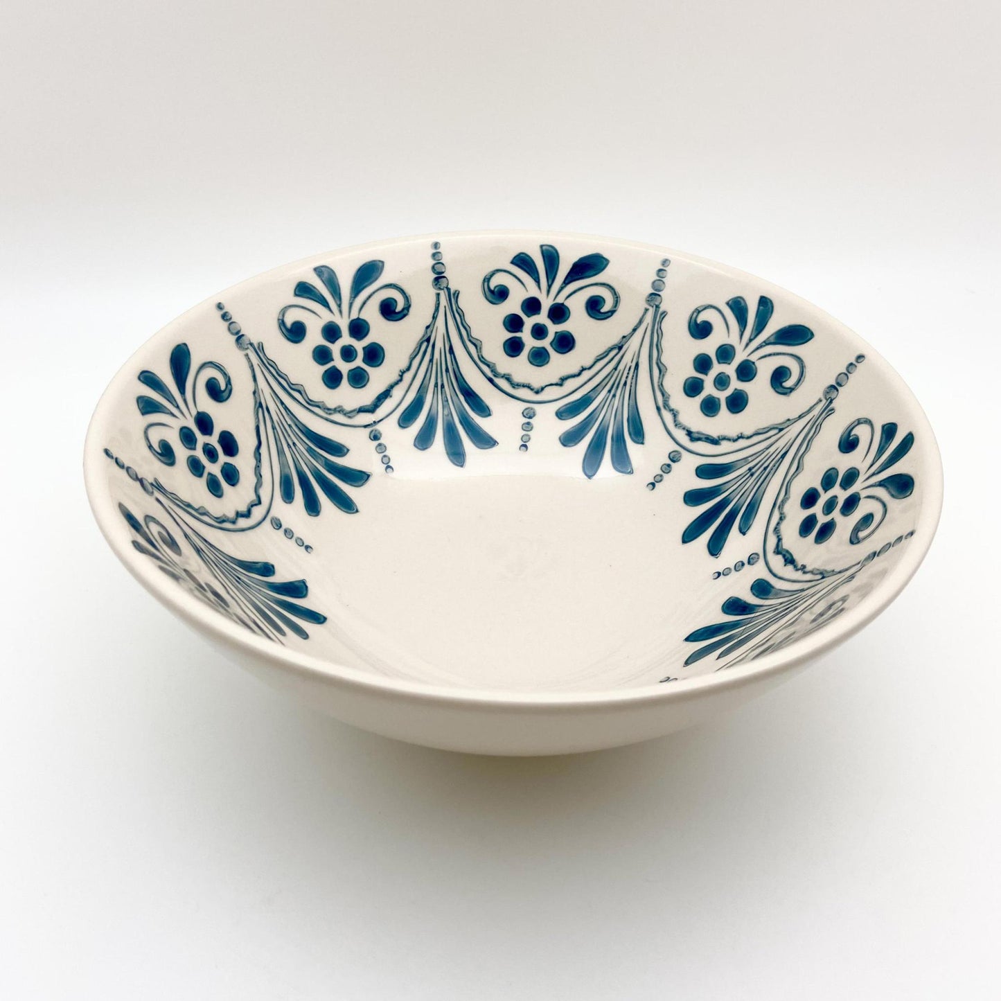 Bowl - Glazed Ceramic - Blue Garland Pattern