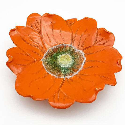Ceramic Wall Art - Orange Flower - Small
