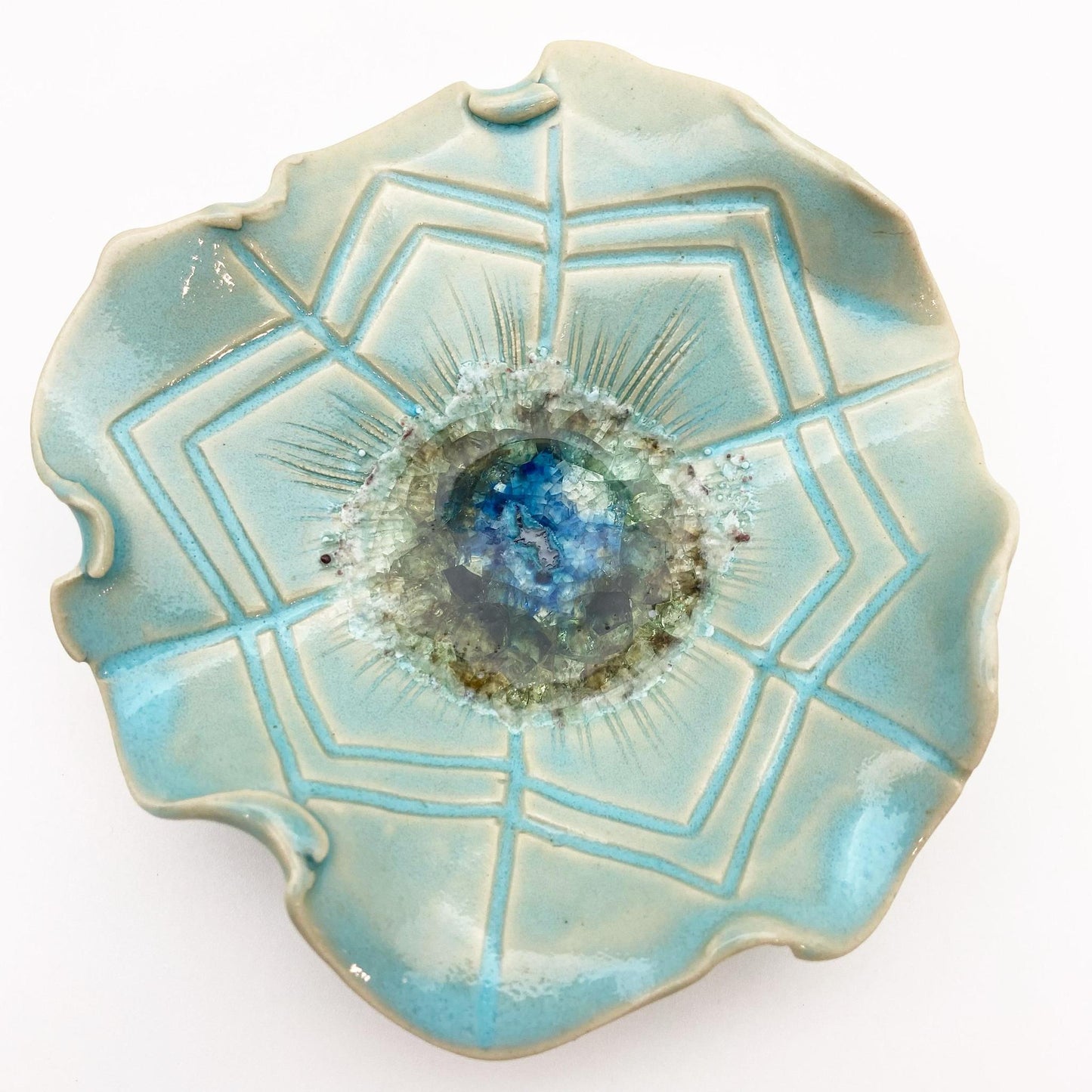 Ceramic Wall Art - "Baby Aster" - Atlantis Aqua