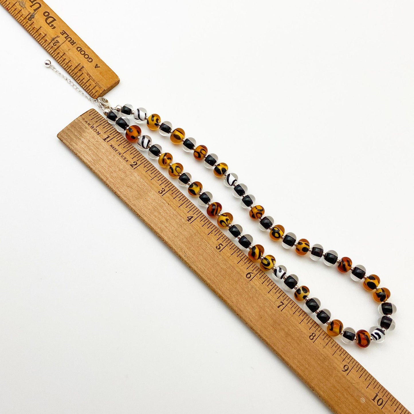 Necklace - Animal Print Glass Beads - Handmade Glass - 18"