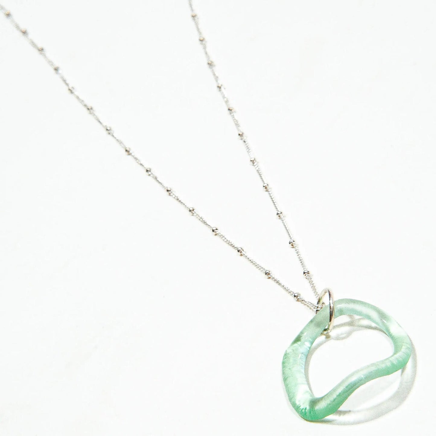 Necklace - Ruffled Glass Hoops on Sterling - Antique Clear
