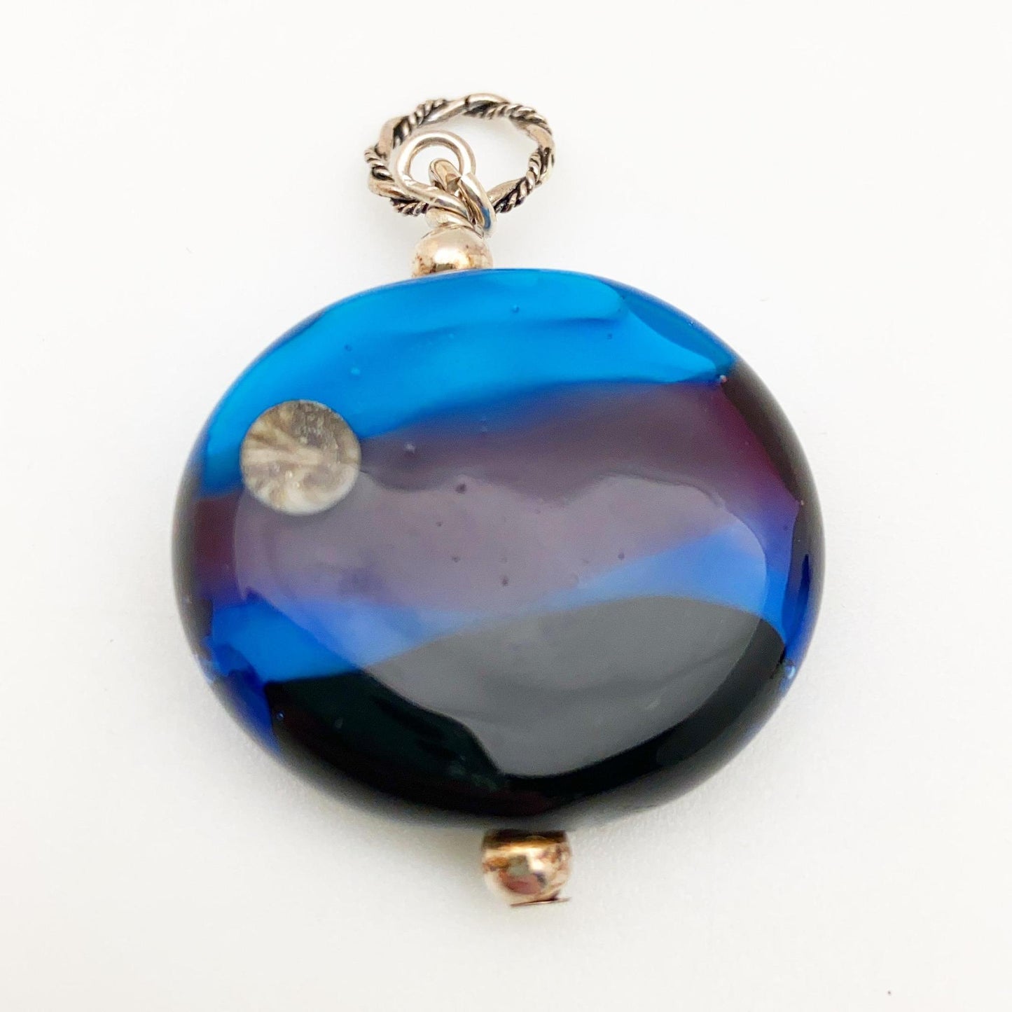 Pendant - Night Sky with Moon - Large Handmade Glass Bead