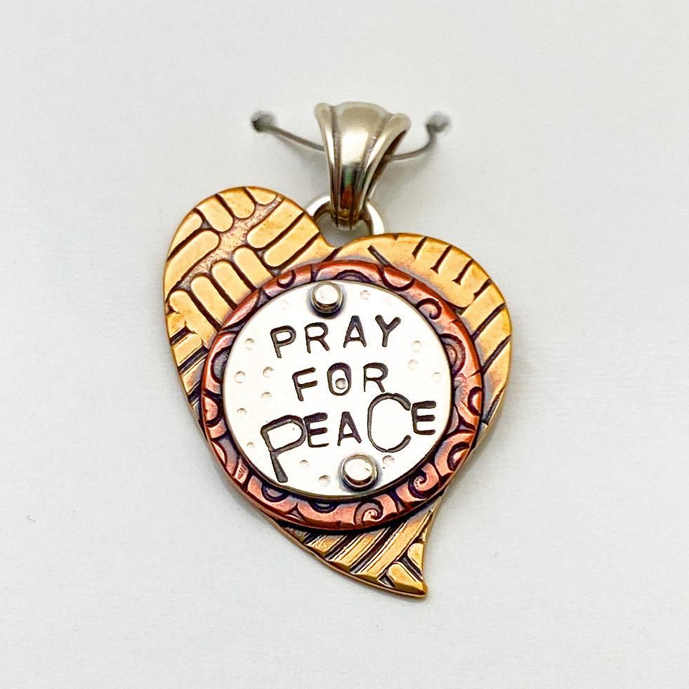 Pendant - Pray For Peace - Small Heart