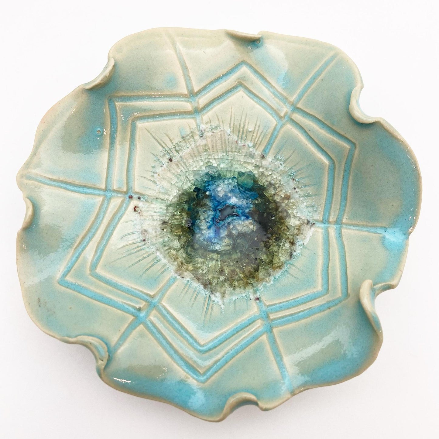 Ceramic Wall Art - "Baby Aster" - Atlantis Aqua
