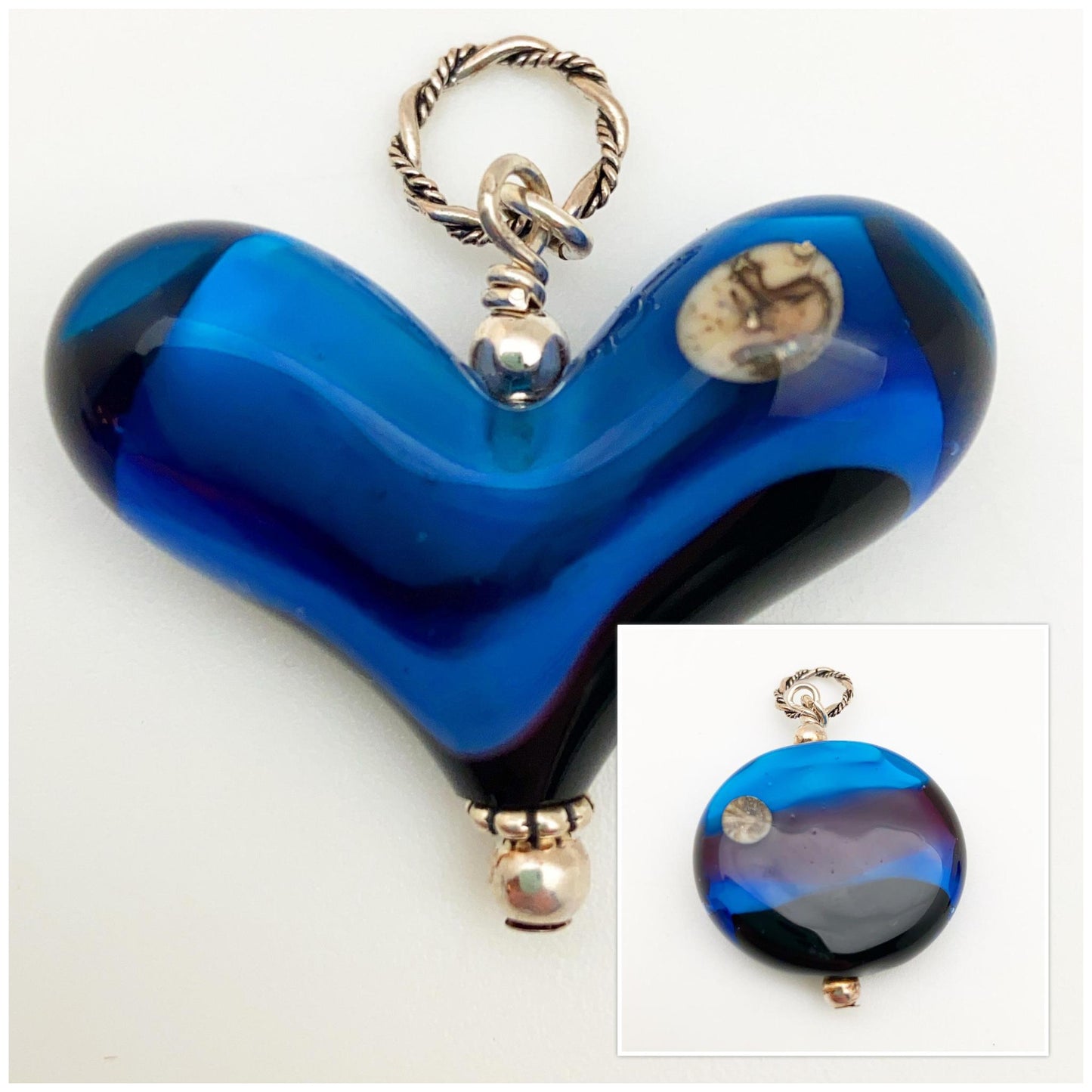 Pendant - Night Sky with Moon - Large Handmade Glass Bead