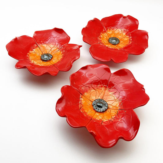 Ceramic Wall Art - Red Poppy - Small