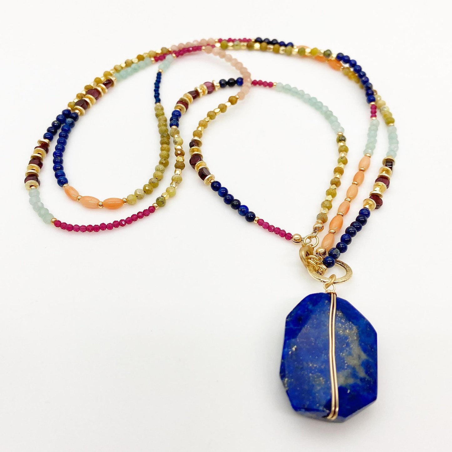 Necklace - "Calypso" - Garnet & Peach Moonstone