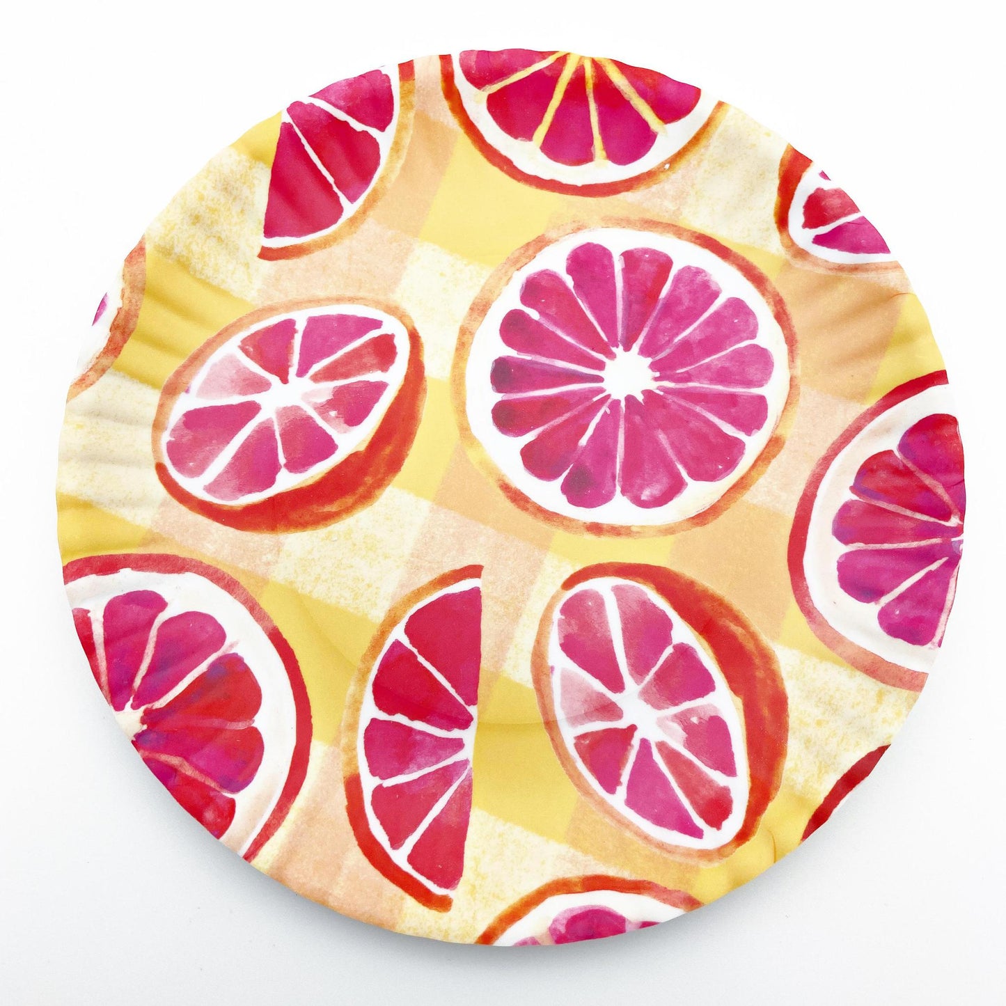 Plate - Melamine "Paper Plate" - Fruit on Gingham