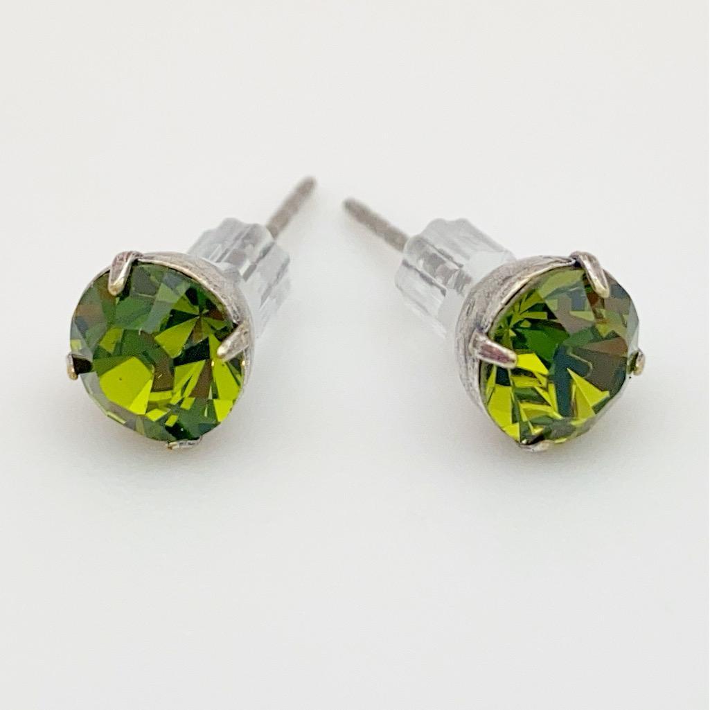 Stud Earrings - Real Crystals in Sterling Silver Bezel