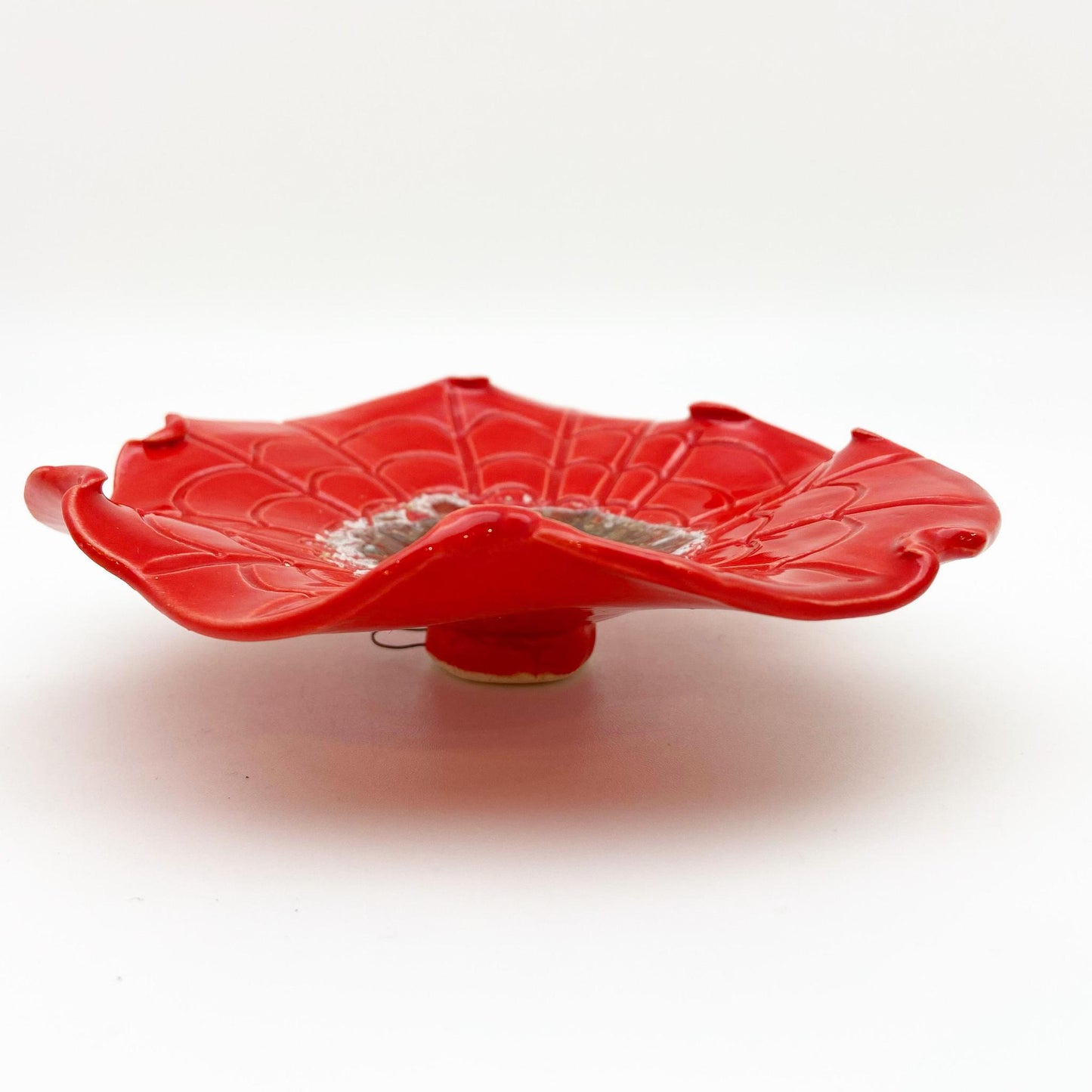 Ceramic Wall Art - "Baby Zinnia" - Red