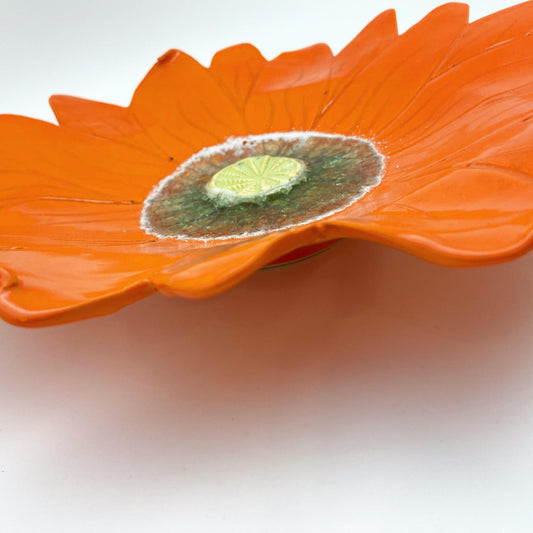 Ceramic Wall Art - Orange Flower - Medium