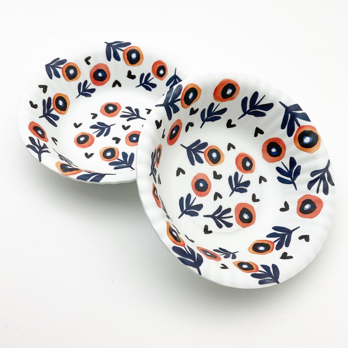 Bowl - Melamine "Paper Plate" - Blue-Centered Flowers