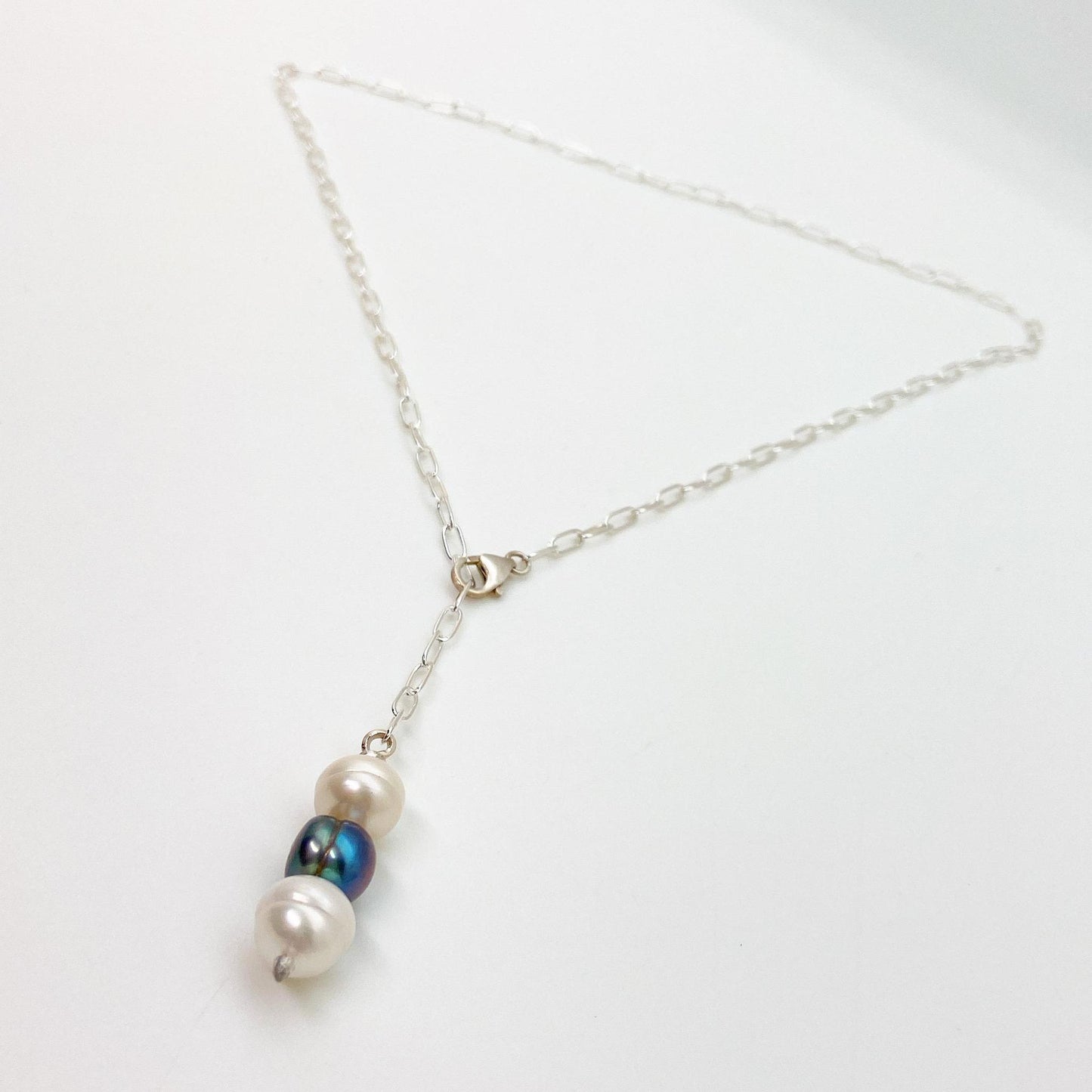 Necklace - Sterling Chain with Triple Pearl Pendant