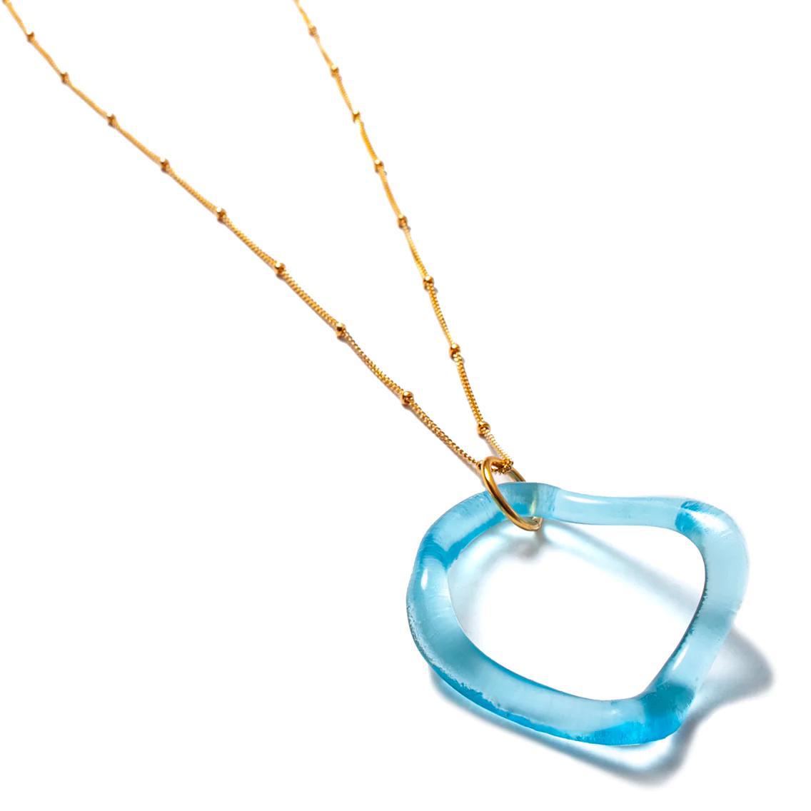 Necklace - Ruffled Bombay Gin on 14kt Goldfill - Reclaimed Glass