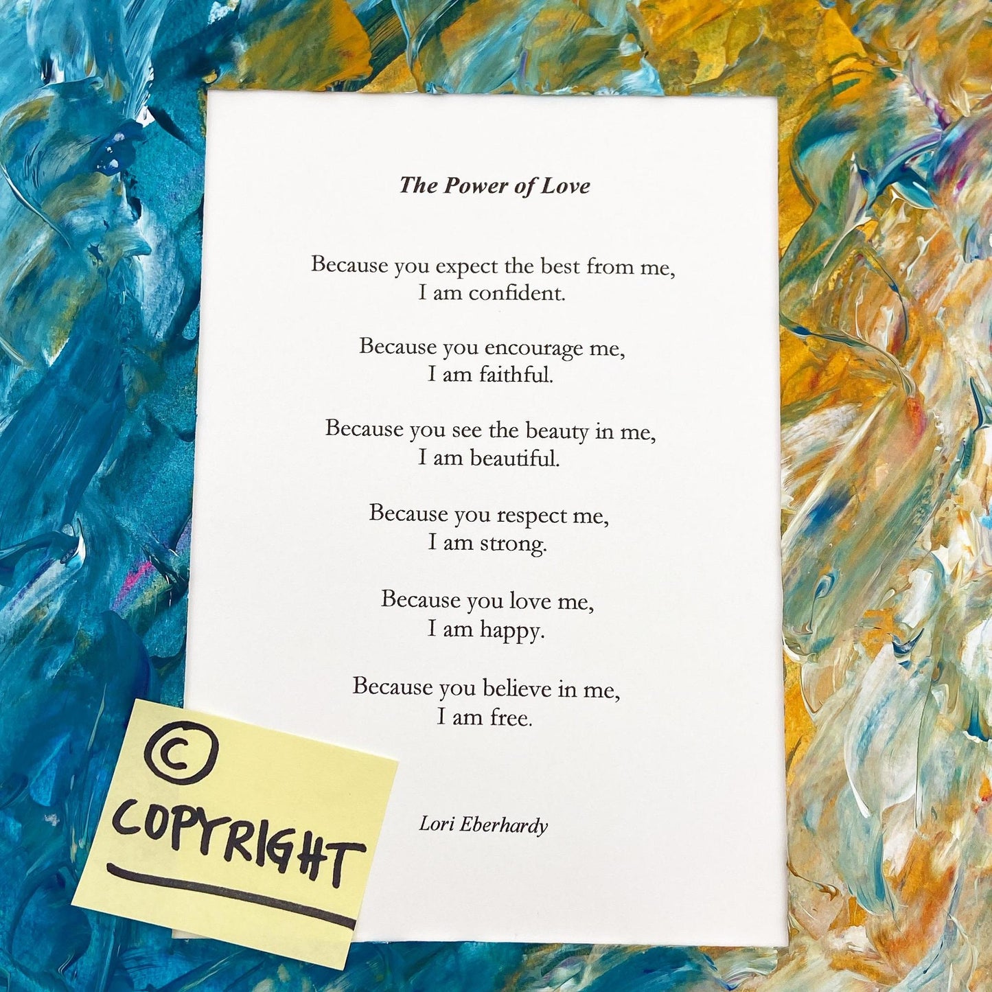Original Poem Art Print - "The Power of Love" - Hand-Painted Matte