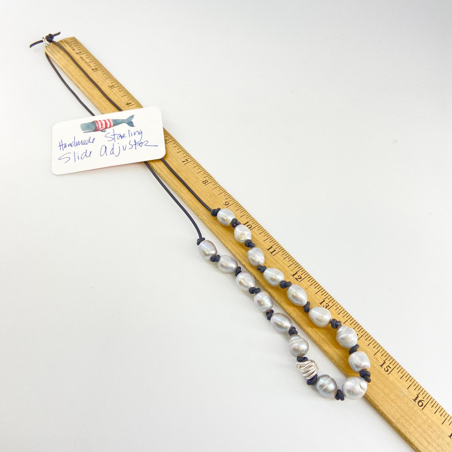 Necklace - Pearl and Sterling on Knotted Leather