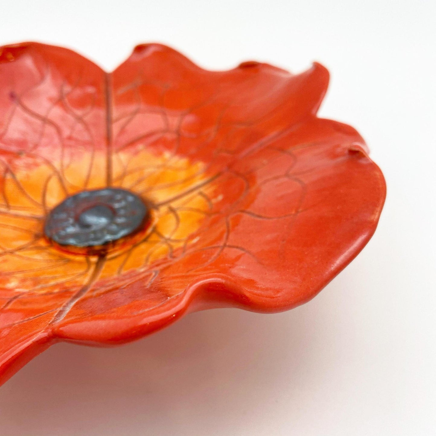 Ceramic Wall Art - Red/Orange Flower - Small