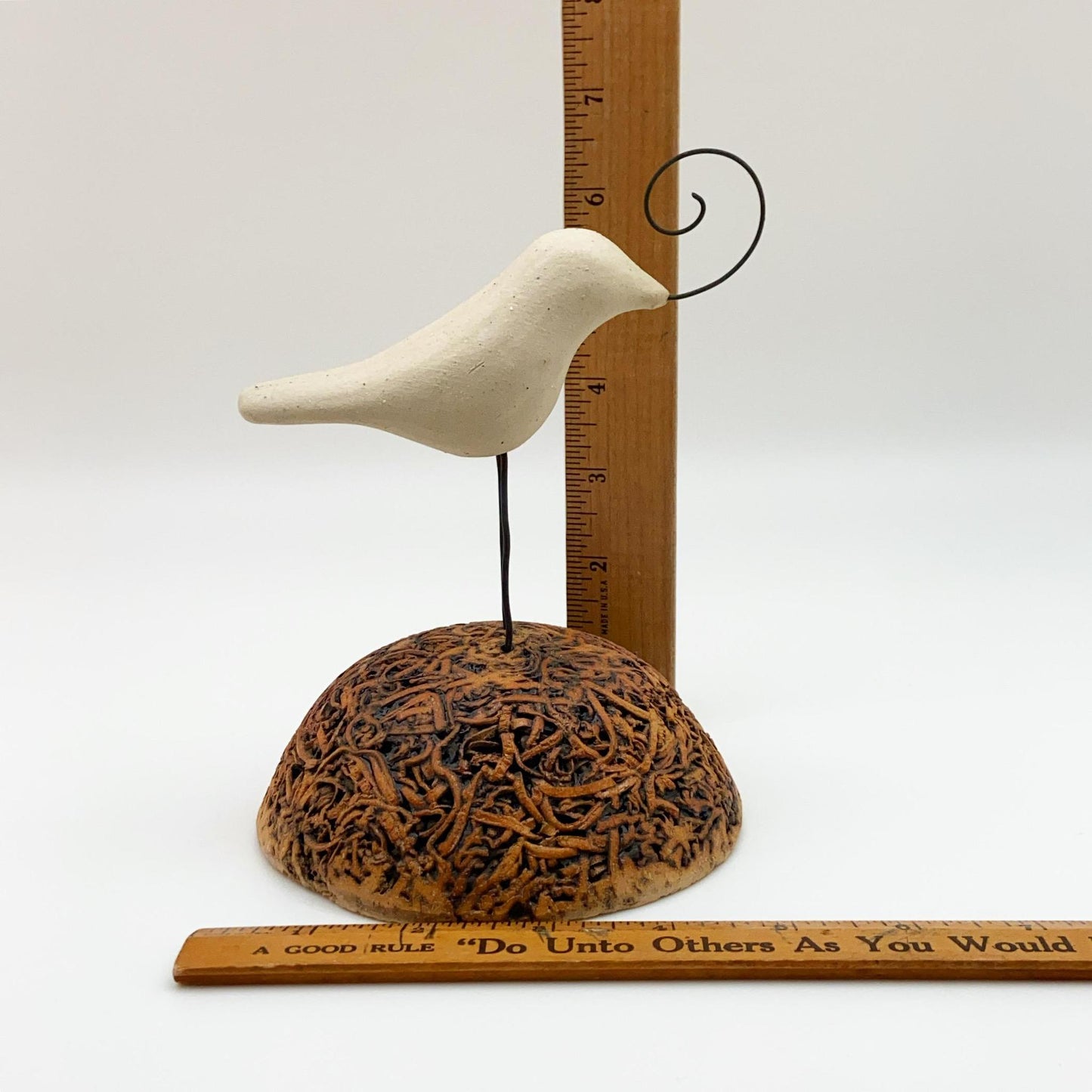 Sculpture - Inverted Nest with Birds - Ceramic with Metal