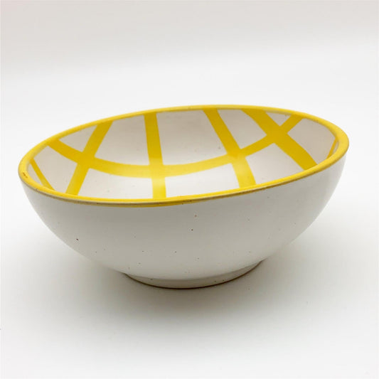 Bowl - Woven Yellow Stripes - Stoneware