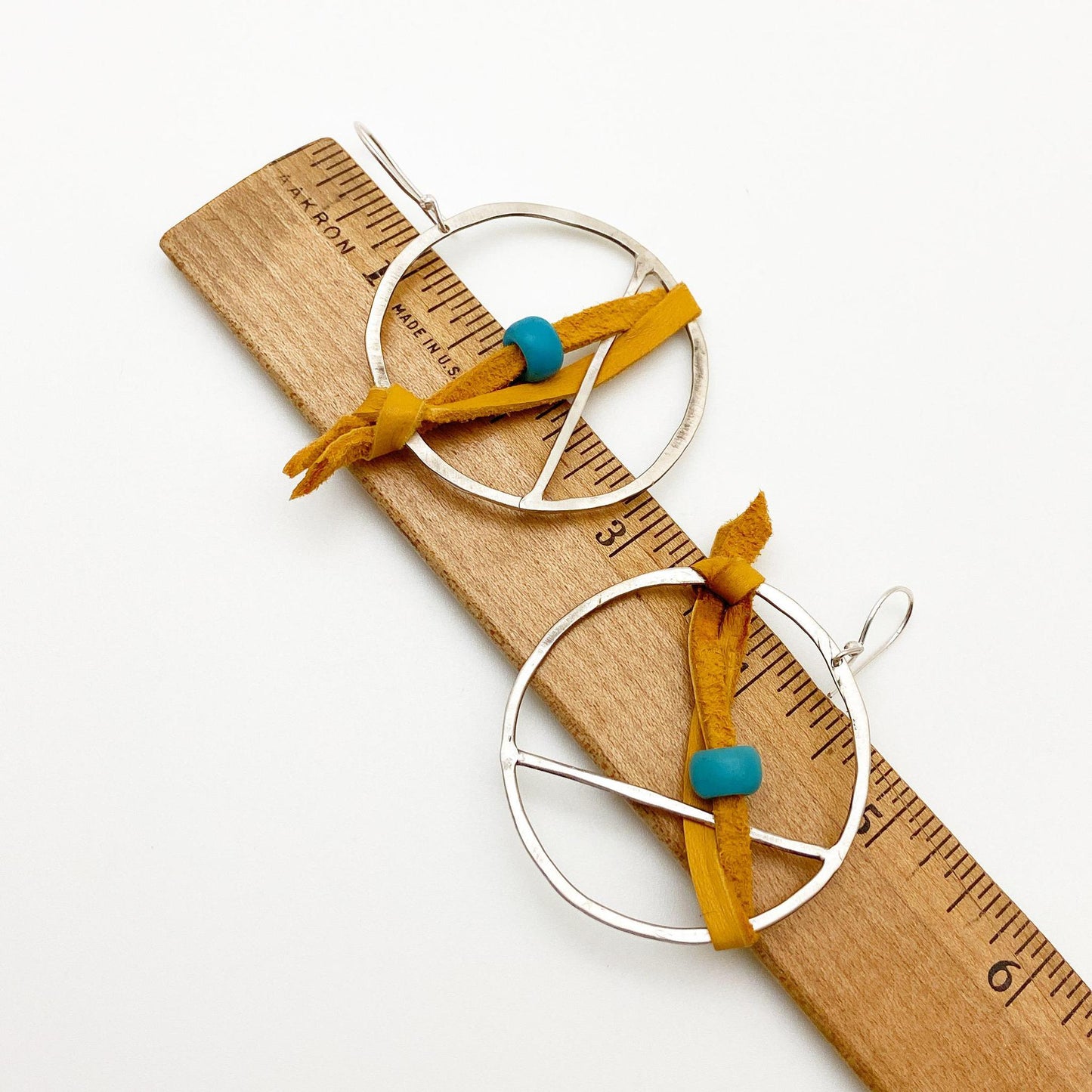 Earrings - Hoops with Line and Corded African Trade Bead - Sterling Originals