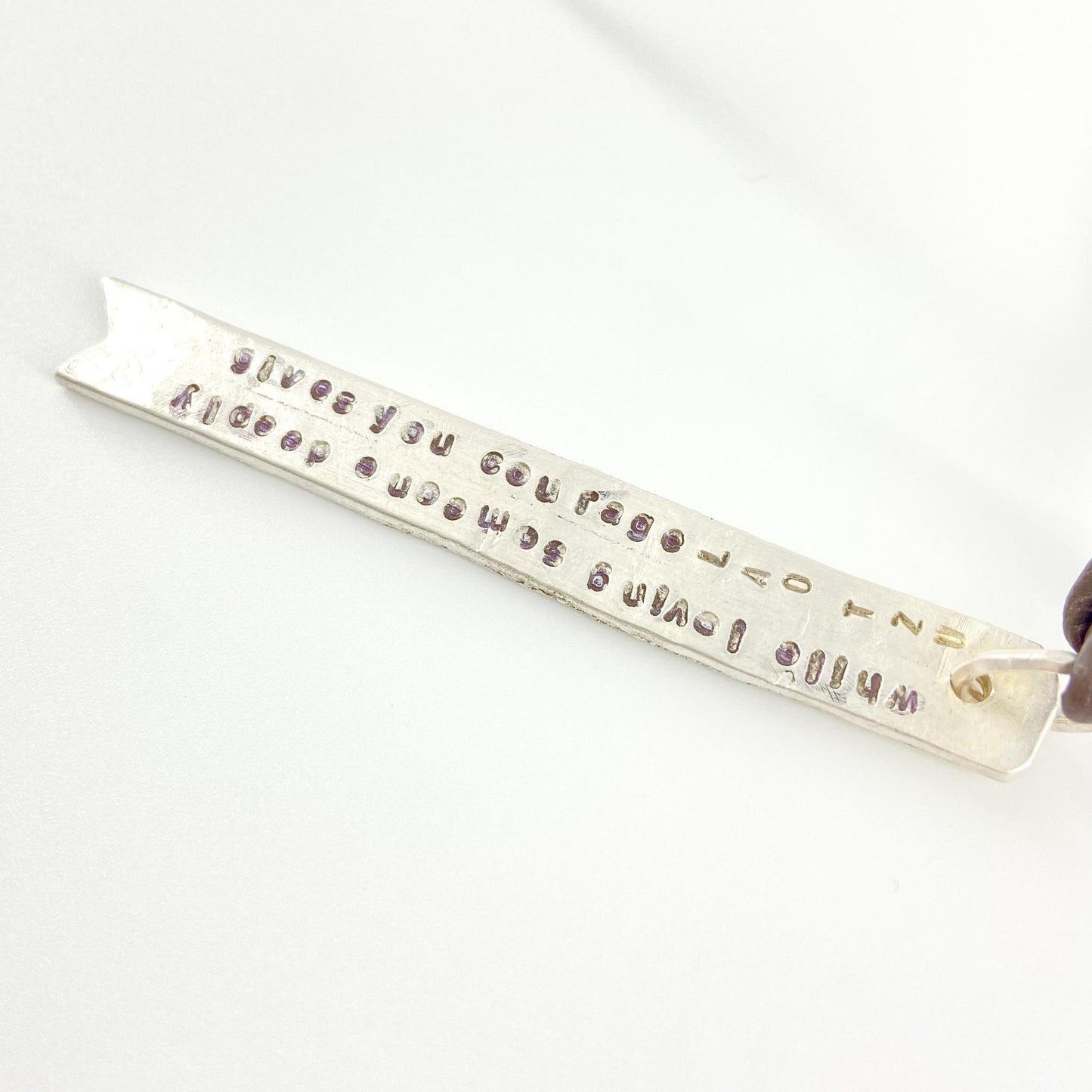 Necklace - "Being loved deeply..." - Leather/Sterling