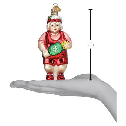 Ornament - Blown Glass - Pickleball Mrs. Claus