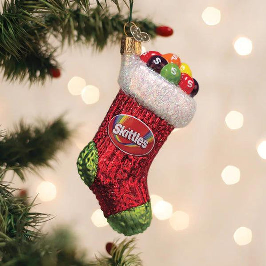 Ornament - Blown Glass - Skittles Stocking