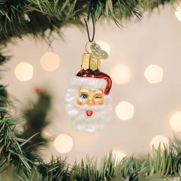 Ornament - Blown Glass - Mini Winking Santa