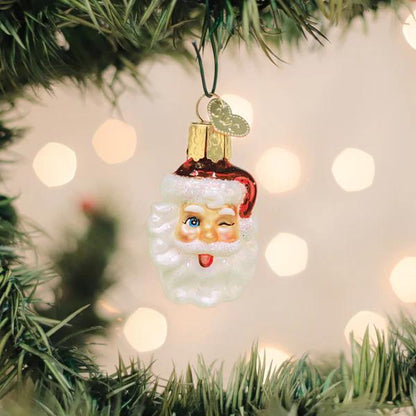Ornament - Blown Glass - Mini Winking Santa