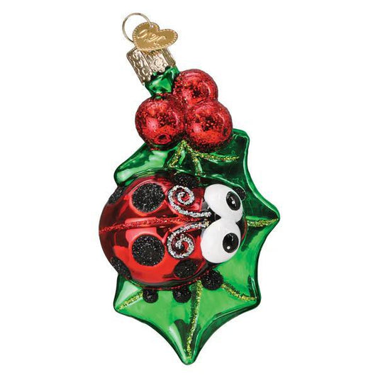 Ornament - Blown Glass - Holly Ladybug