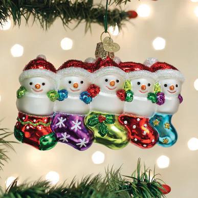 Ornament - Blown Glass - Snow Family of 5