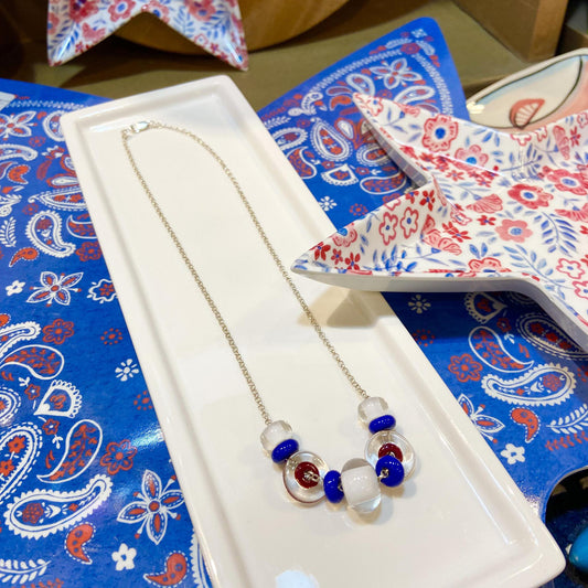 Necklace - Glass "Lifesaver" Beads - America