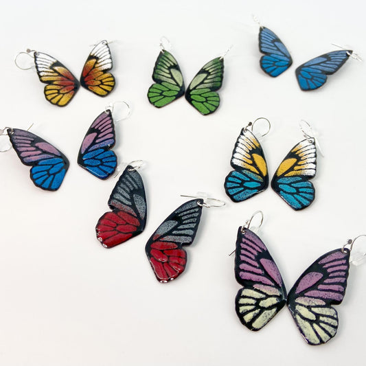 Earrings - Butterfly Wings - Enamel On Copper