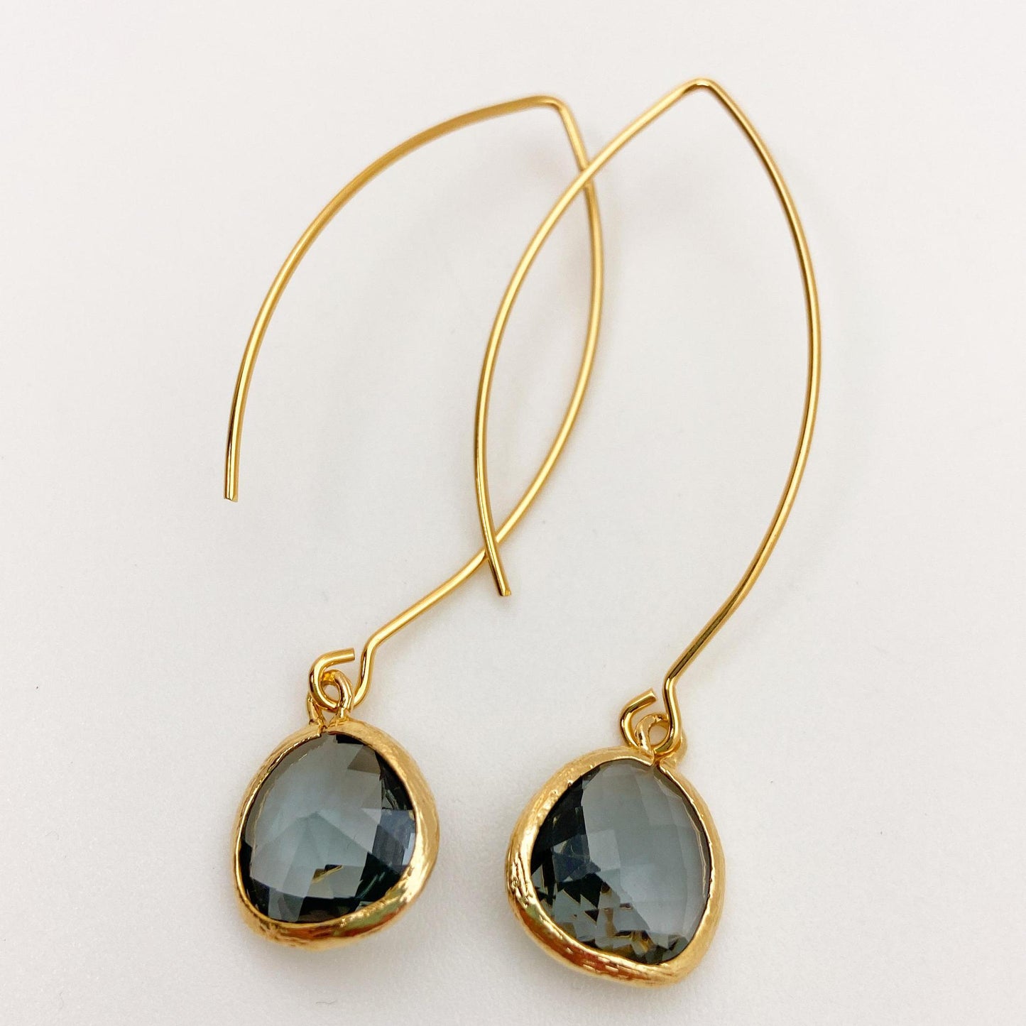 Crystal Earrings - 14kt on Sterling - Smoke