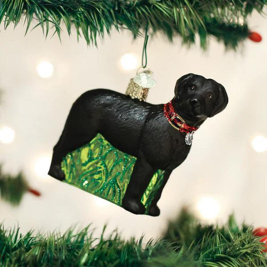 Ornament - Blown Glass - Standing Black Lab
