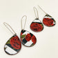 Earrings - Roses on Teardrops - Enamel on Copper