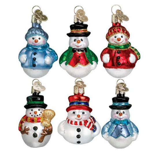 Ornament - Blown Glass - Mini Snowman - Red Winter Coat